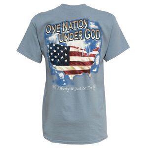 Men's Patriotic "One Nation Under God" Graphic Print T-Shirt in Blue, Medium
